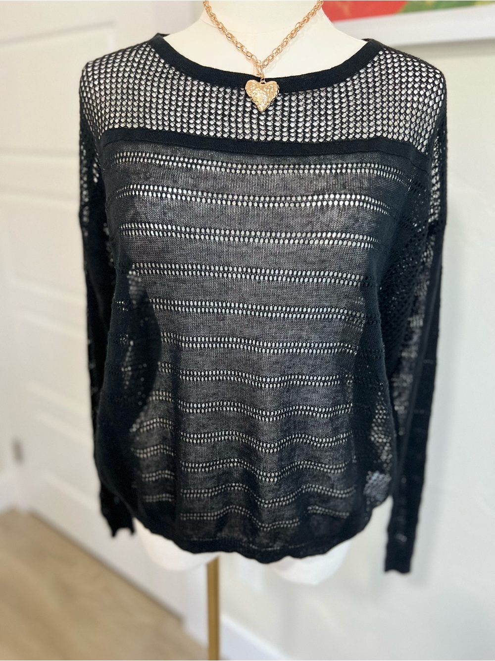 Solemio Black Open-Knit Layering Sweater🌷
